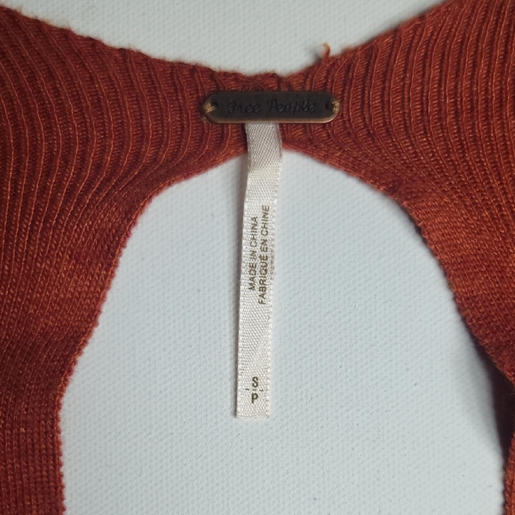 Free People Rust Red Knit Flutter Sleeve Dress NWT $148 Size S - Picture 6 of 12